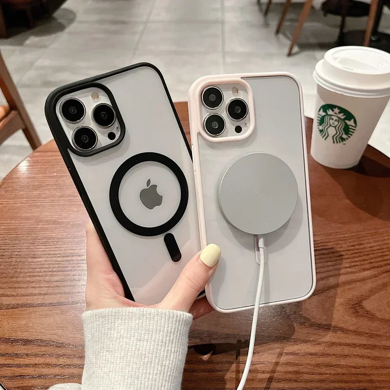 Magsafe Magnetic Wireless Charging Case for iPhone 12 11 X Xs XR 7 8 Plus Hard Acrylic Clear Cover