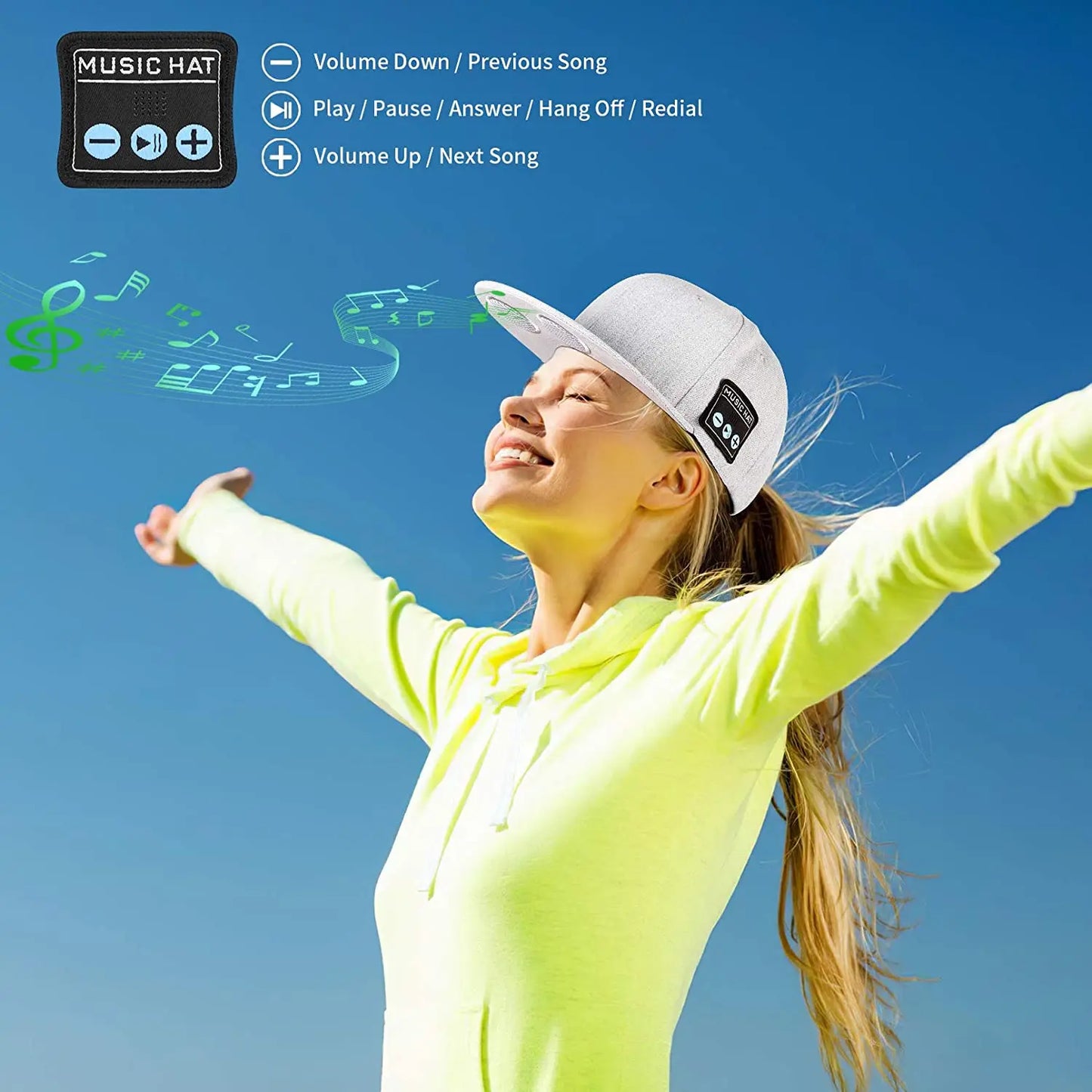 NEW Hat with Bluetooth Speaker Adjustable Bluetooth Hat Wireless Smart Speakerphone Cap with Mic