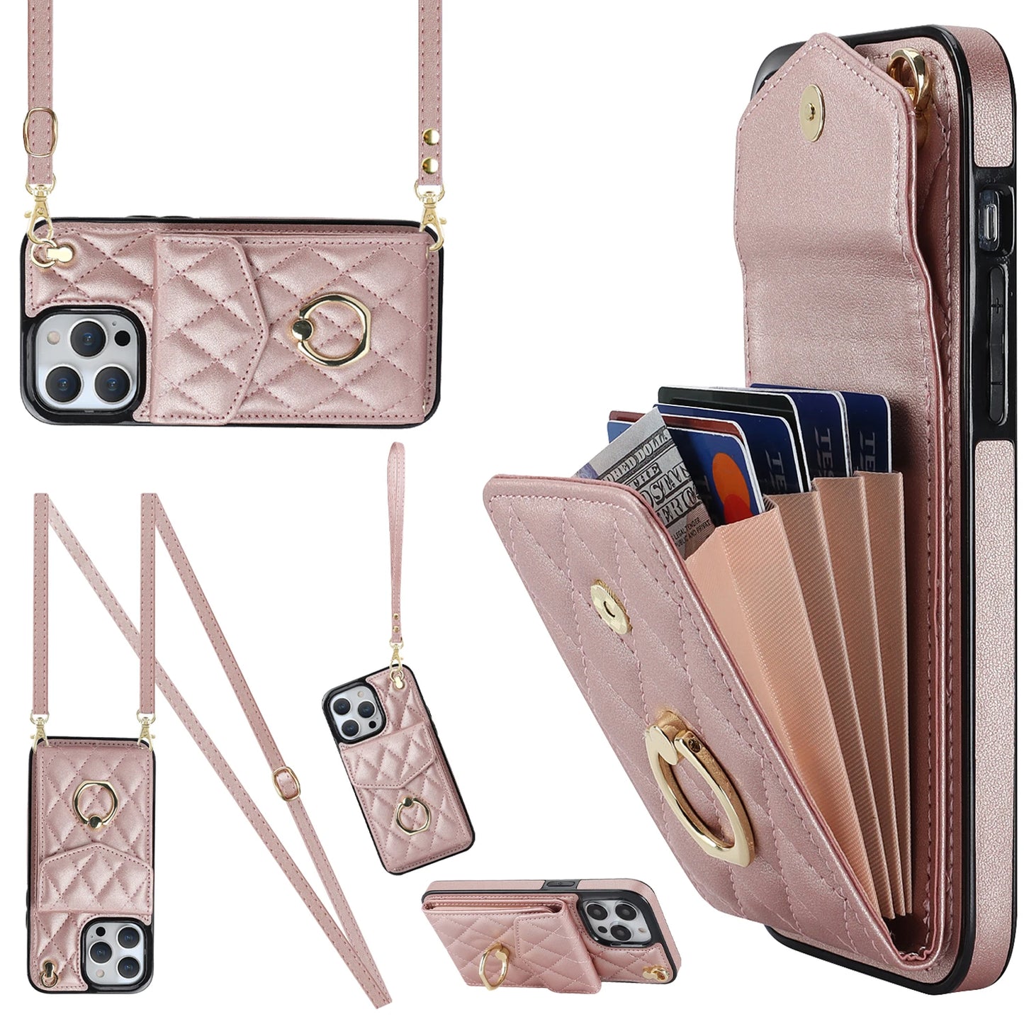 Multi Card Slot Wallet and Crossbody Leather Case for iPhone 12 11 XS Max X XR 8 7 Plus