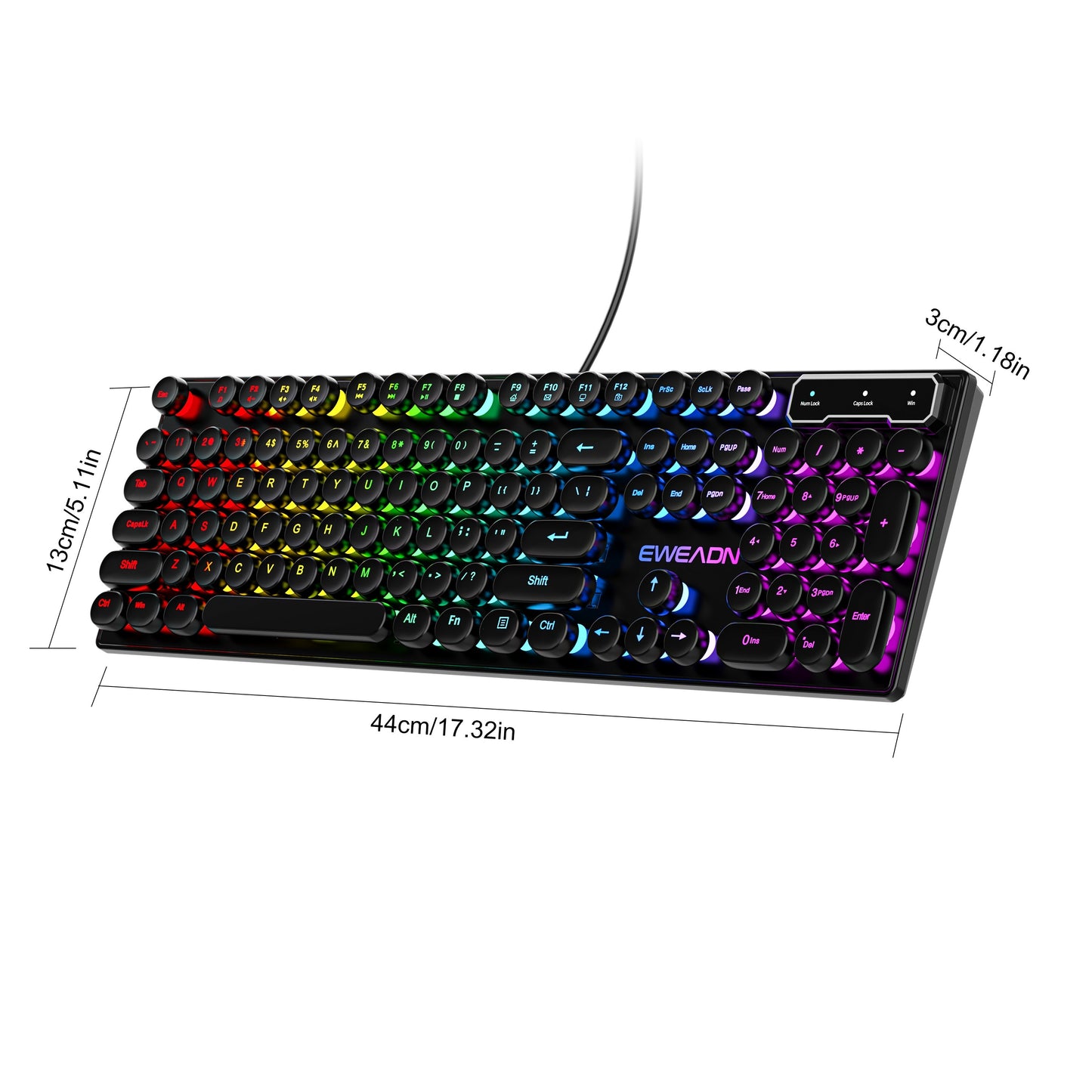 Retro punk round key keyboard mechanical feel wired e-sports game office