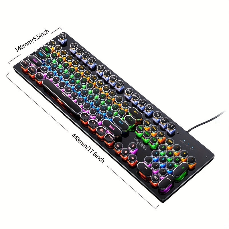 104-Key Ergonomic Design with Durable Green Switches & Vibrant Backlighting - High-Speed USB Wired for Seamless Office & E-sports Play, Compatible with Desktops, Computers & Notebooks