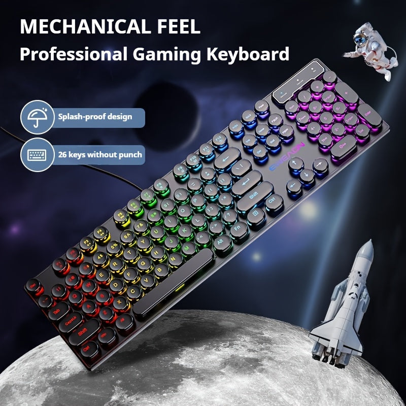 Retro punk round key keyboard mechanical feel wired e-sports game office