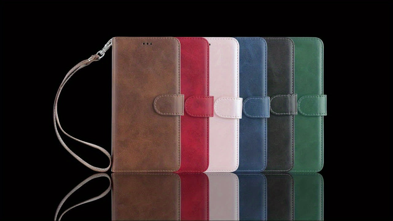 Leather iPhone Wallet Case with Detachable Handbag & Lanyard 12 to 15 pro Max