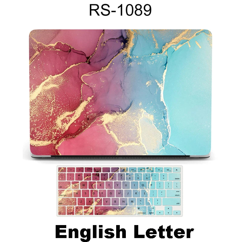 New Case for Macbook marble patten with Keyboard matching Cover