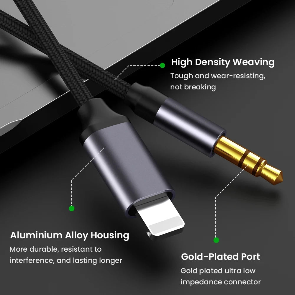 Aux cable for lighting and type c