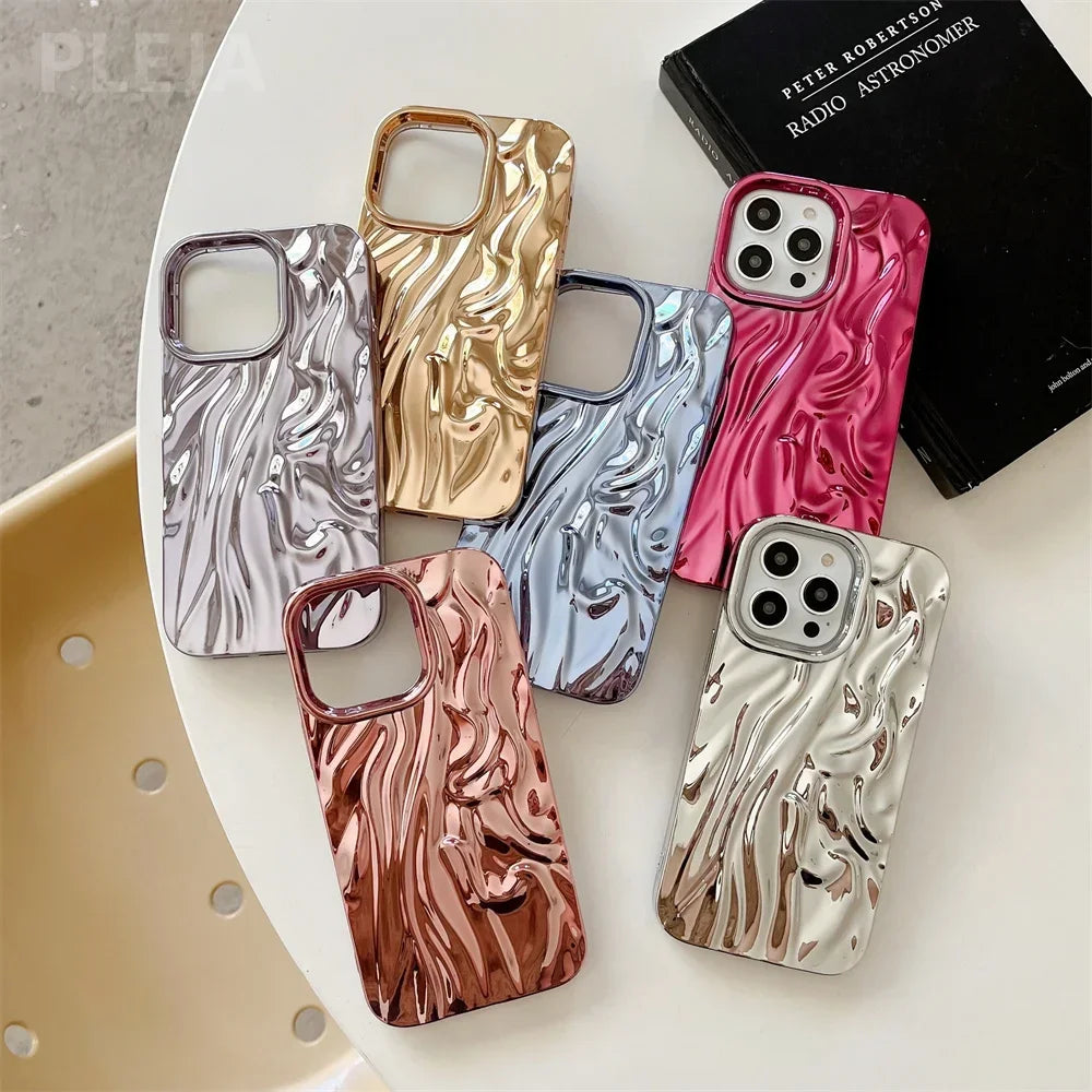 Stylish Solid Color Plating Silver Phone Case For iPhone 14 15 Pro Max 11 13 12 pro max