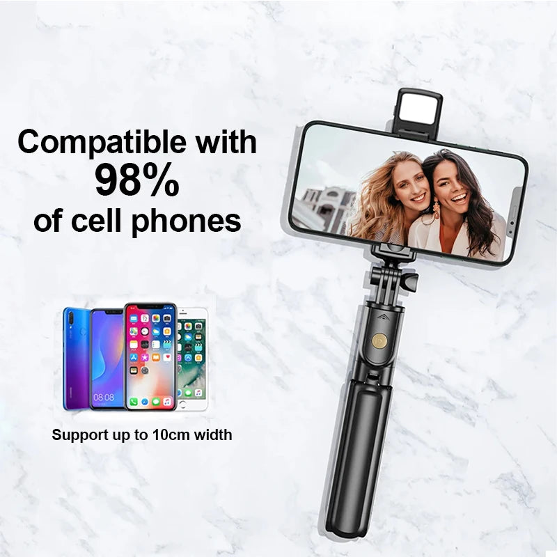 Wireless Selfie Stick Tripod Stand with Light Bluetooth Remote Extendable Tripod