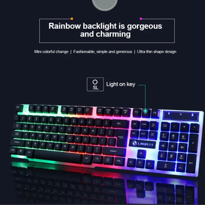 Gaming Membrane  Keyboard Wired 104 Keys Keyboard With LED Backlit Waterproof Electronic Keyboard For Computer Laptop Gamer