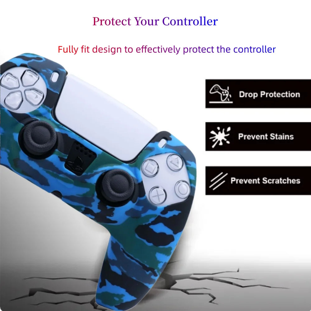 Silicone Anti-slip Protective Cover Case For SONY Playstation 5 PS5 joysticks Controller Accessories With Thumb Grip Stick Caps