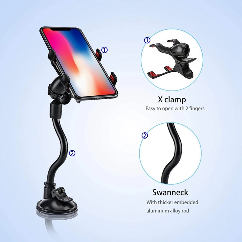 360 Rotate Sucker Car Phone Holder Flexible Mount Stand