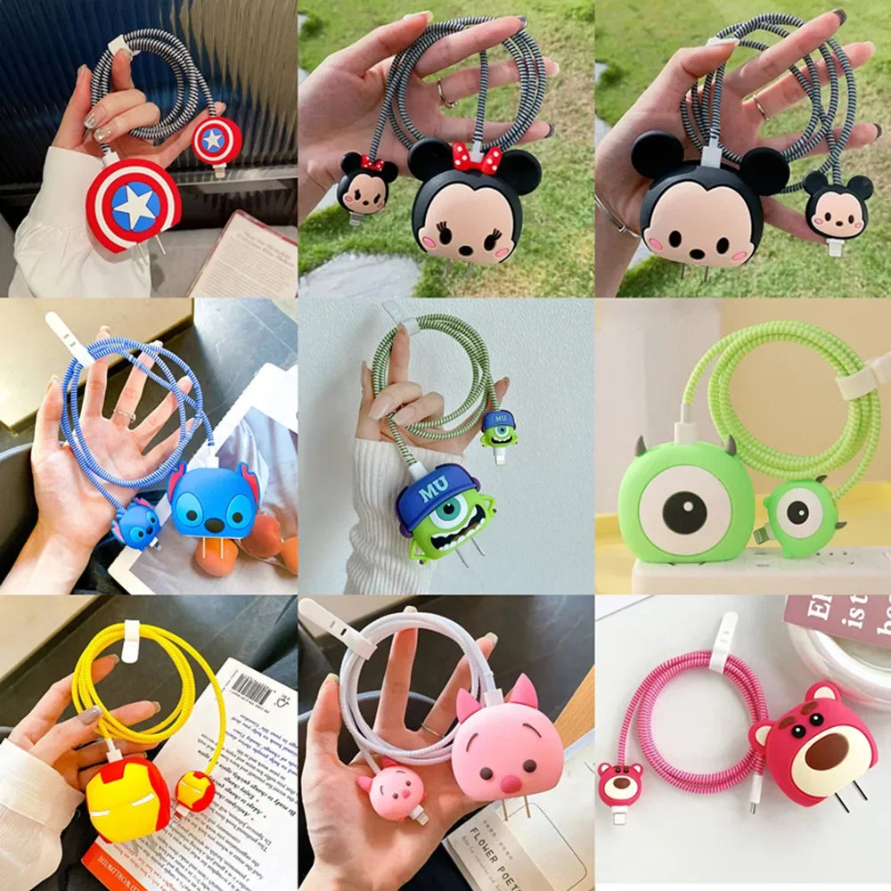 Adapter & Cable Cute Cartoon  Protector for iPhone / iPad 18W/20W Charger