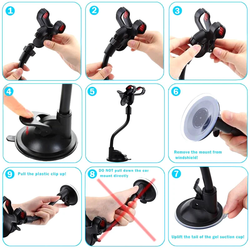 360 Rotate Sucker Car Phone Holder Flexible Mount Stand