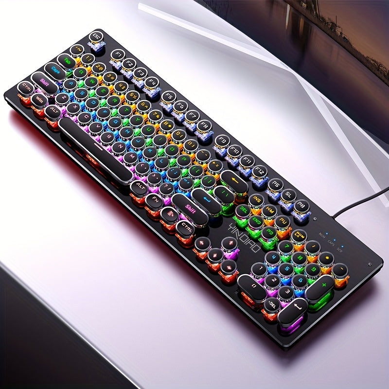 104-Key Ergonomic Design with Durable Green Switches & Vibrant Backlighting - High-Speed USB Wired for Seamless Office & E-sports Play, Compatible with Desktops, Computers & Notebooks